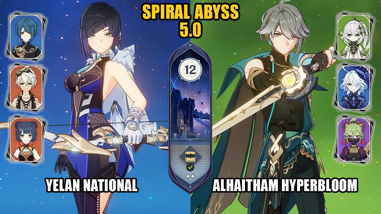 (F2P) Yelan National & Alhaitham Hyperbloom | Spiral Abyss 5.0 - Floor 12 | Genshin Impact