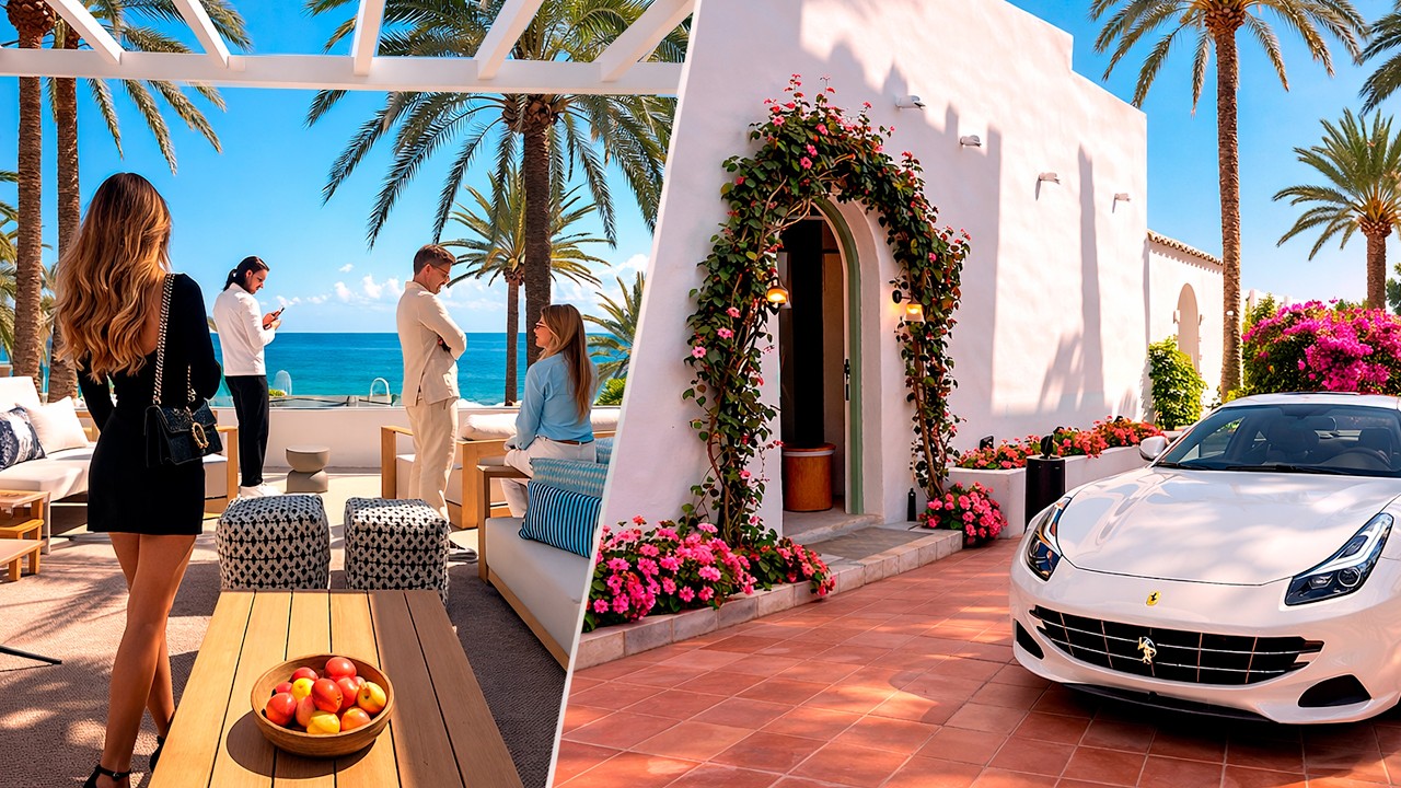 Spain Luxury Marbella Walking tour 🇪🇸 | Property, Supercars & Beach Promenade | Golden Mile