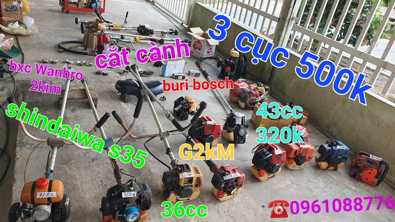 Cắt cỏ shindaiwa S35, chế Wanbro, buri bãi...cần tum lớn , máy thanh lý