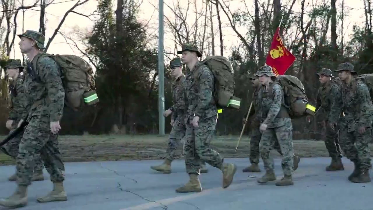 Hundreds of U.S. Marines Conduct Hike at Camp Geiger!