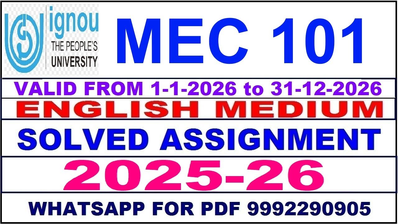 MEC 101 solved assignment 2025-26 in English || mec 101 solved assignment 2026 || mec101 2025-26