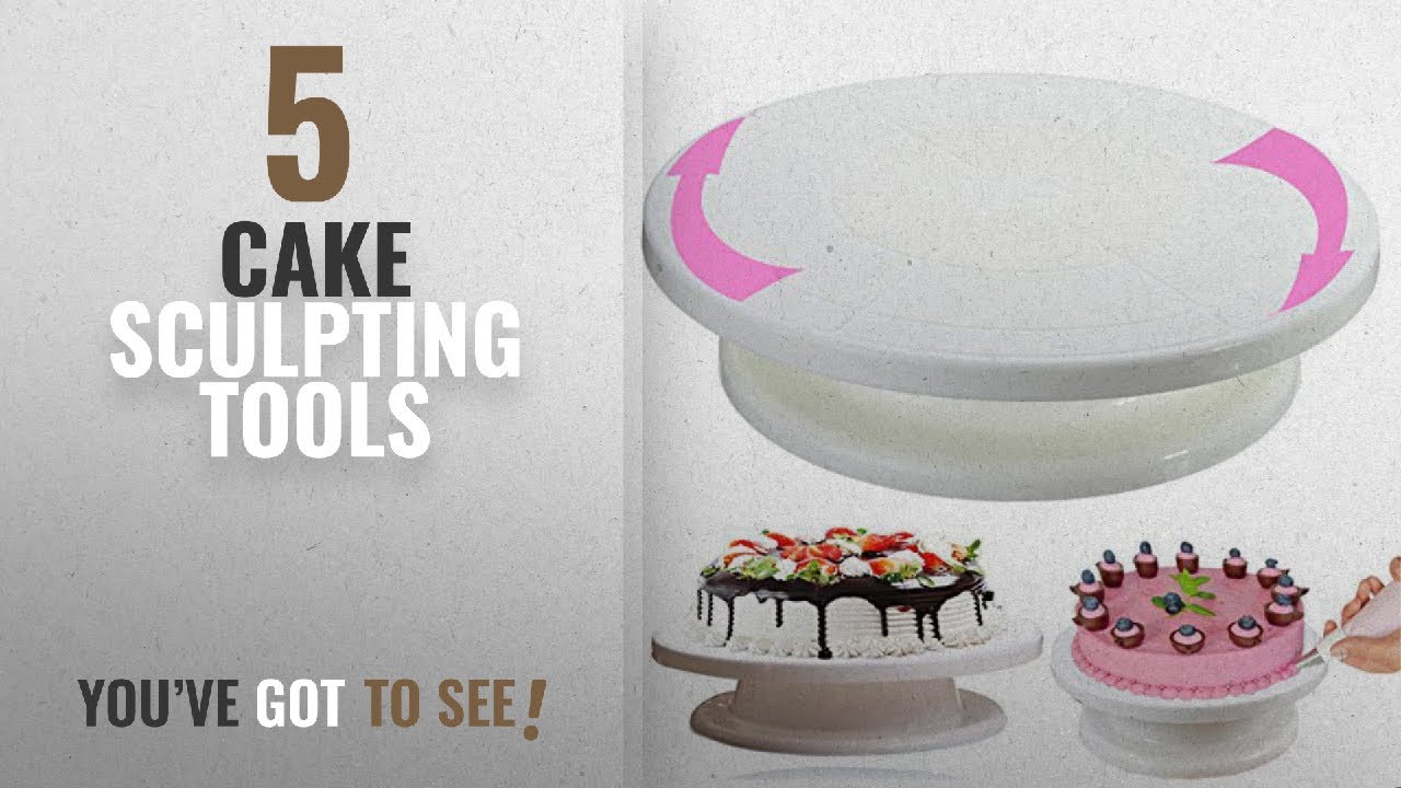 Top 10 Cake Sculpting Tools [2018]: Okayji Plastic Cake Decorating Turntable, 28cm, White