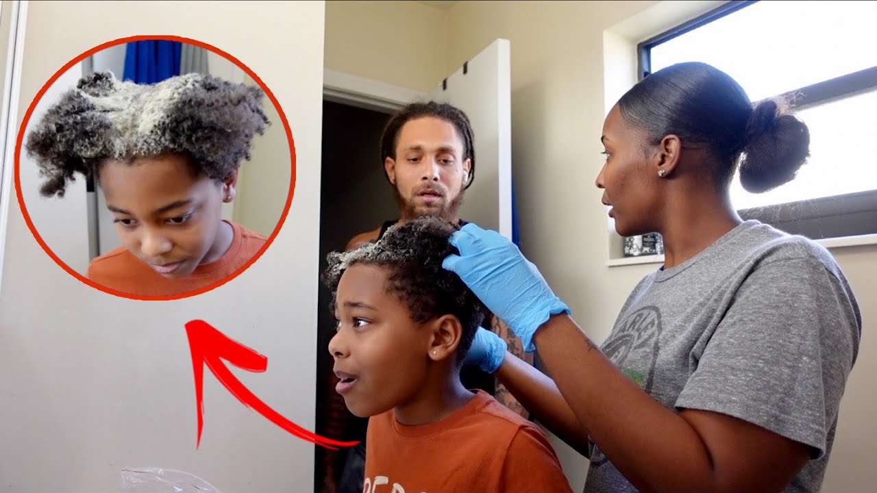 I PERMED MY SONS NATURAL HAIR *PRANK ON HUSBAND* GETS HEATED