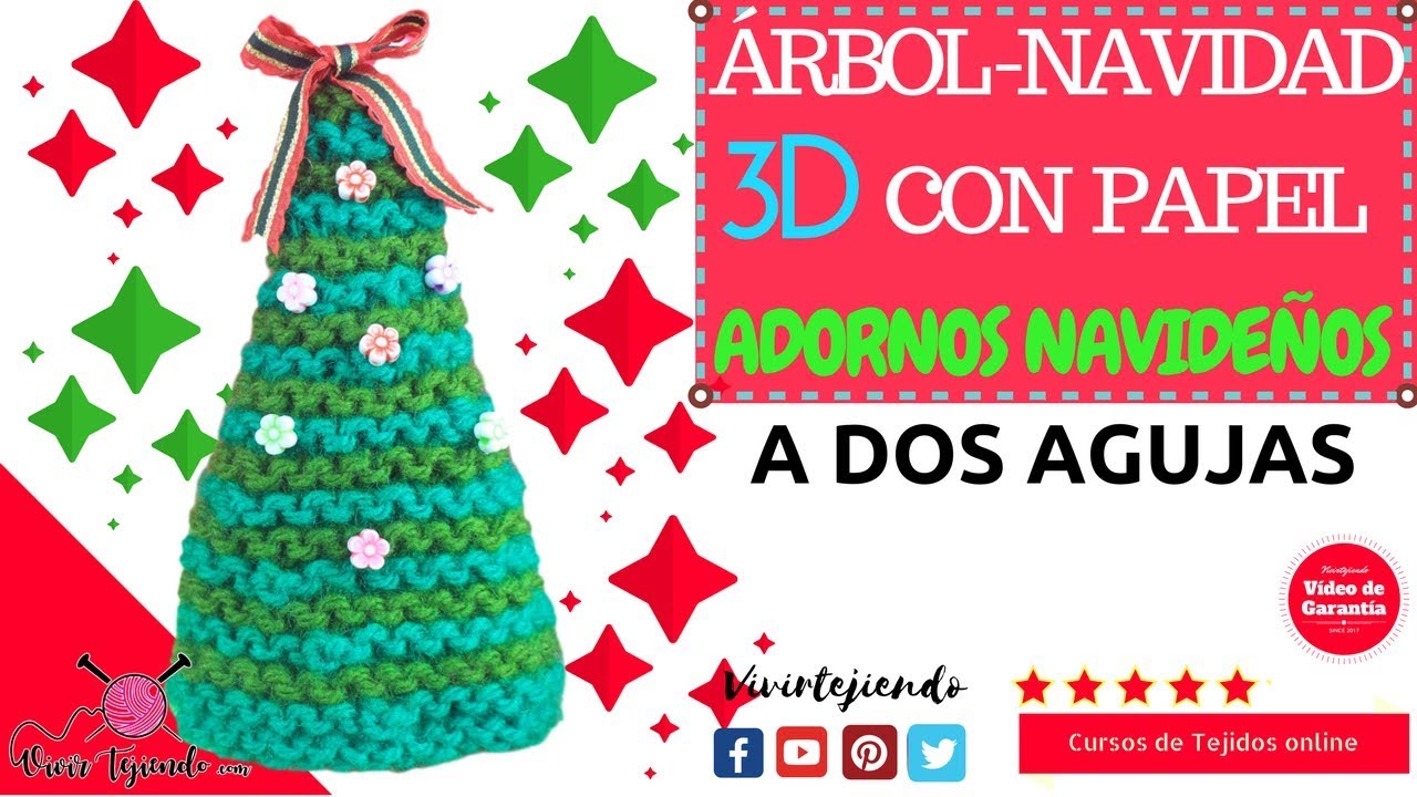 Tejiendo Árbol de Navidad a dos agujas | Adornos navideños | vivir tejiendo perú