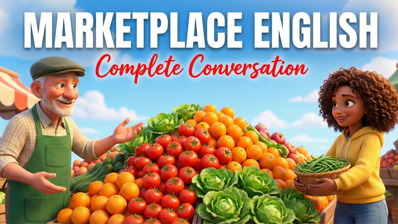 Complete English Marketplace Conversation for Beginners (A1-A2) + practice