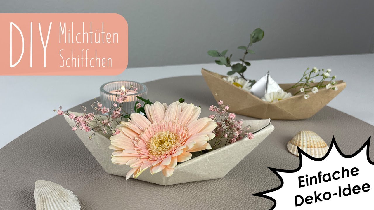 DIY Milcht&uuml;ten Deko Schiff | Einfache Bastel Idee | Upcycling | Sommerdeko