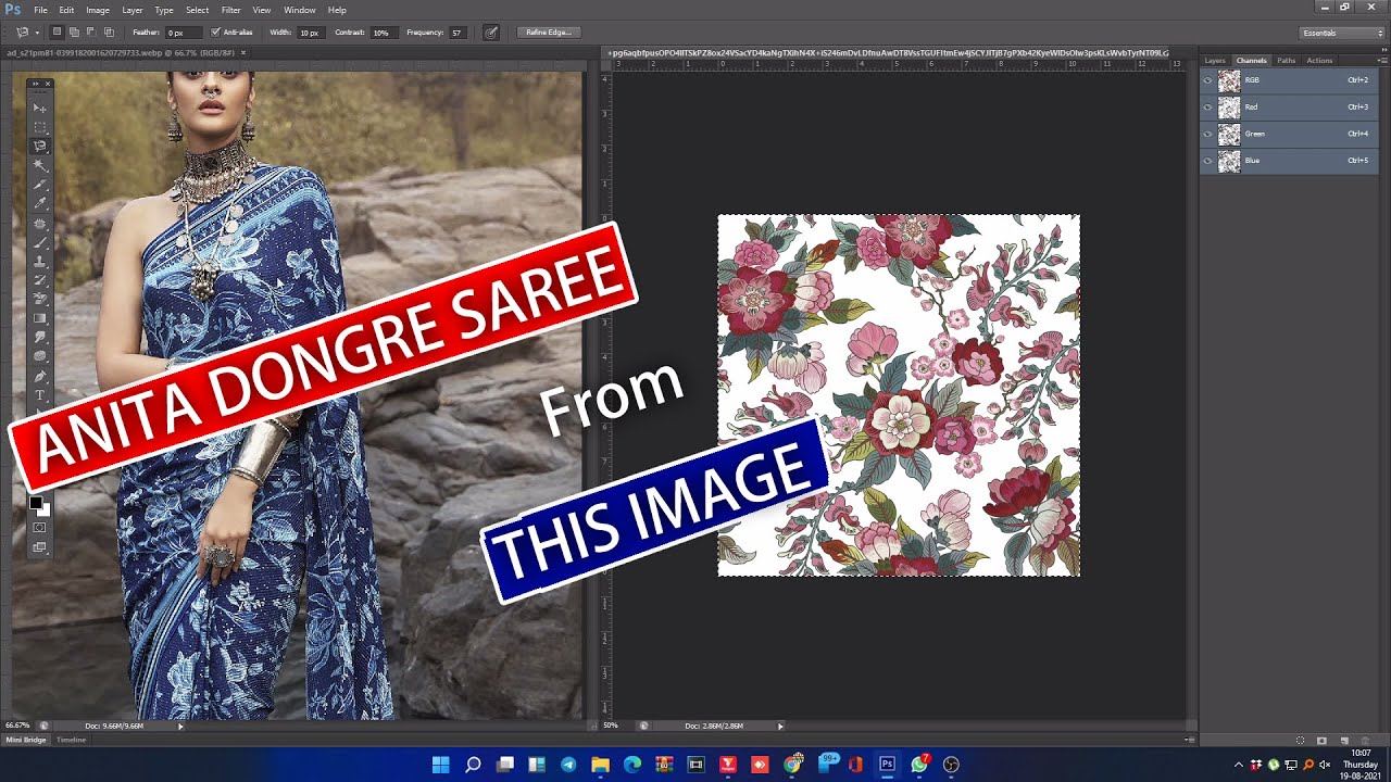 Covert Image into like Anita Dongre Saree | Textile Designing | Photoshop Tutorial