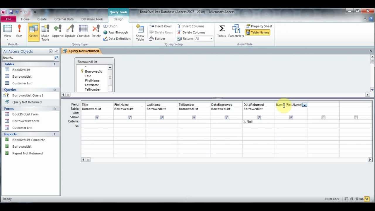 Microsoft Access 2010 2007 2013 part 5 (More about Query, Form and Switchboard Manager)