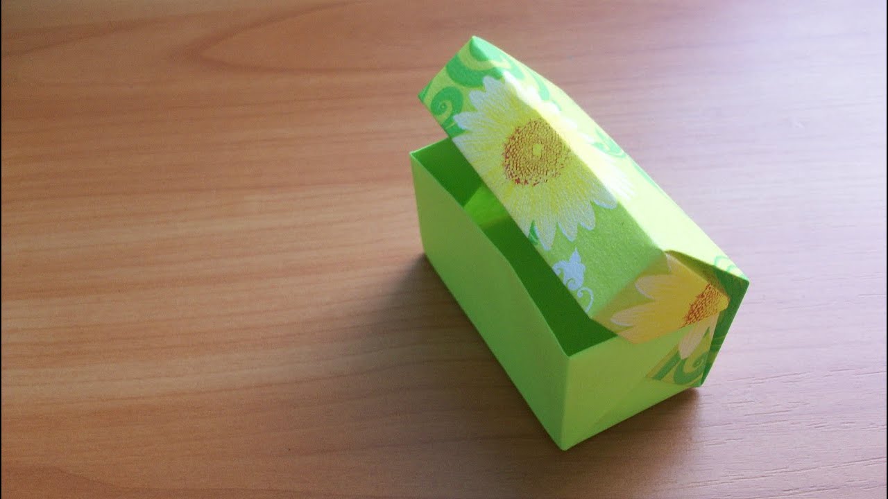 DIY Rectangular NO GLUE Paper BOX with LID. Easy Origami Paper Craft