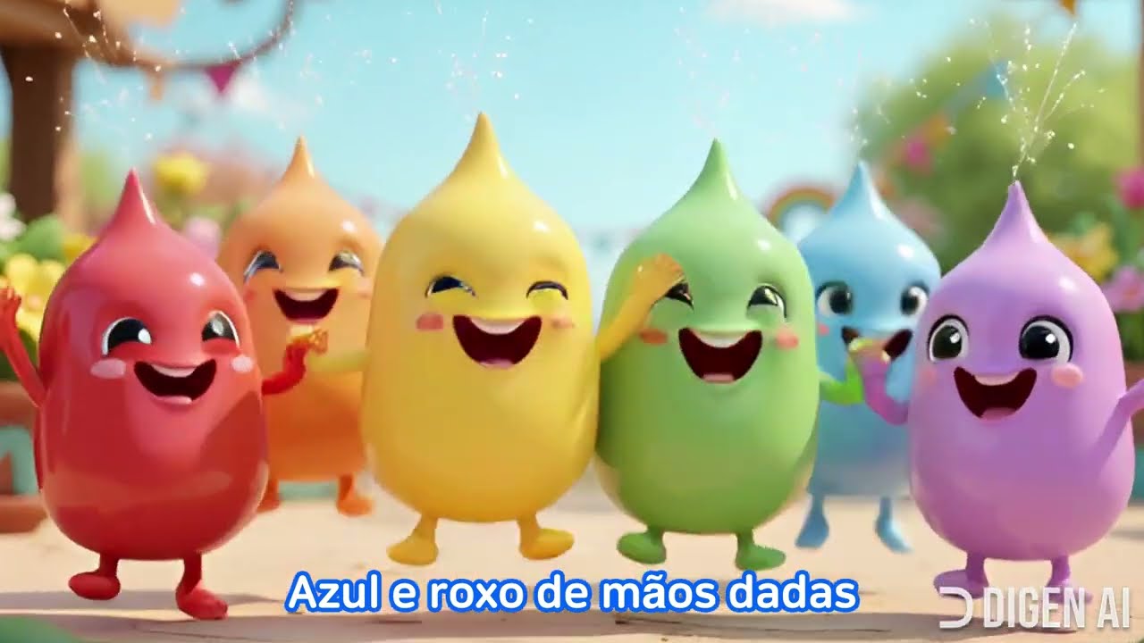 🎶 Música das Cores do Arco-Íris 🌈 | Aprenda Vermelho, Laranja, Amarelo, Verde, Azul & Roxo