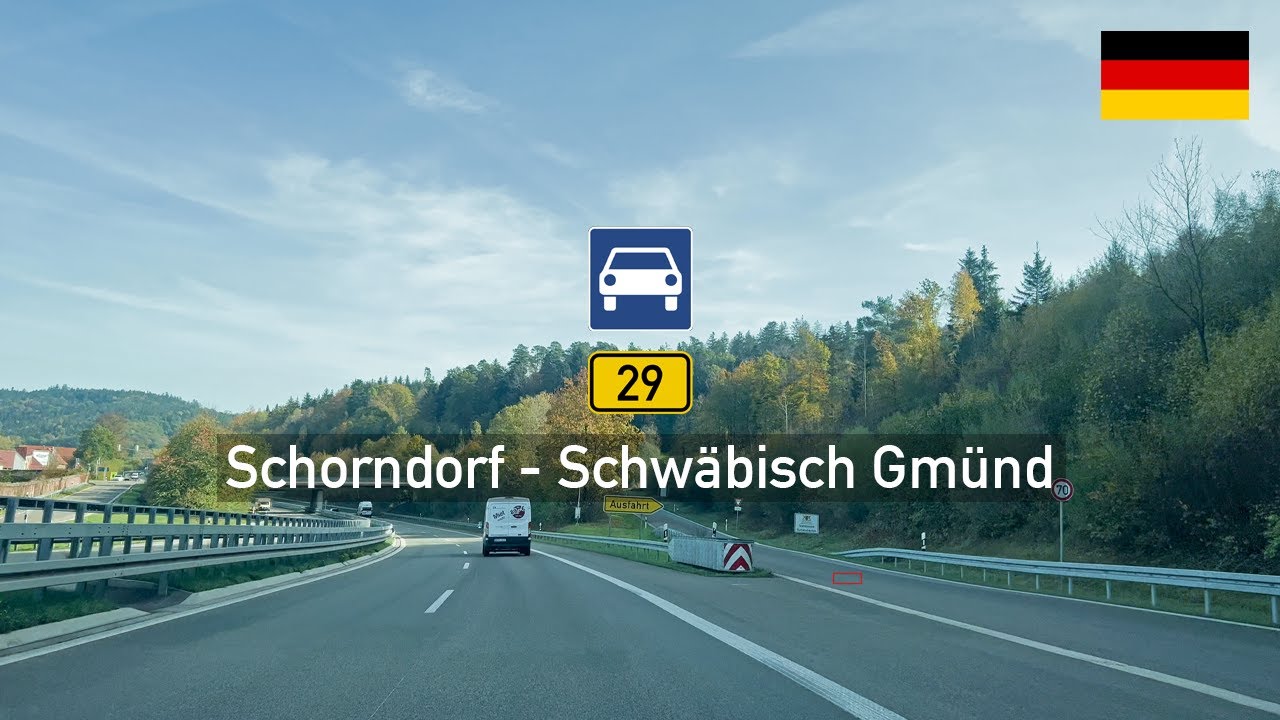 Driving in Germany: Bundesstraße B29 from Schorndorf to Schwäbisch Gmünd