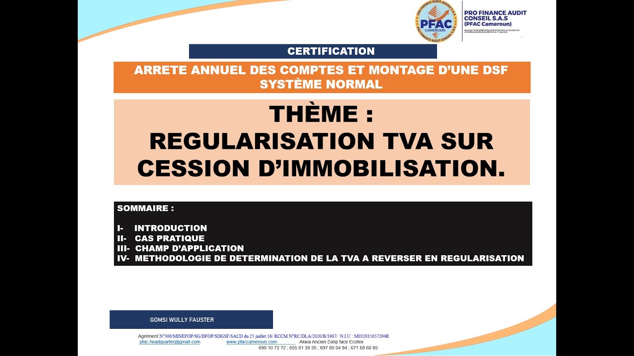 RÉGULARISATION TVA SUR CESSION D’IMMOBILISATION