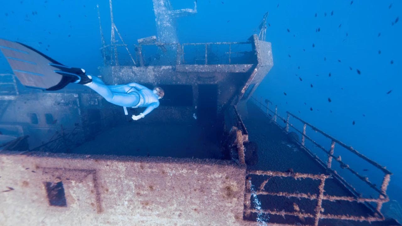 Freediving Through Shipwreck