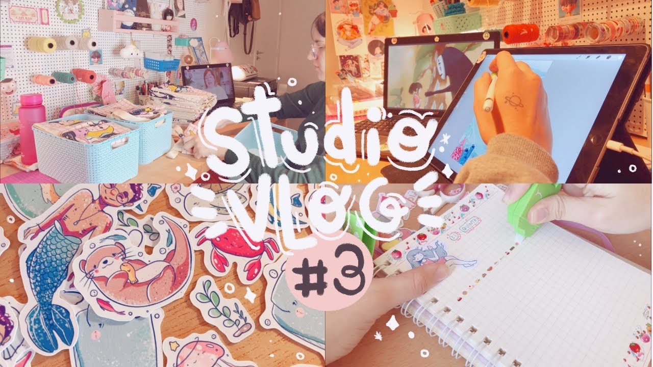 🏡🌼 studio vlog #03 | quarentena! reorganizando o cantinho, apoia.se, encomendas e adesivos 🌿☁️