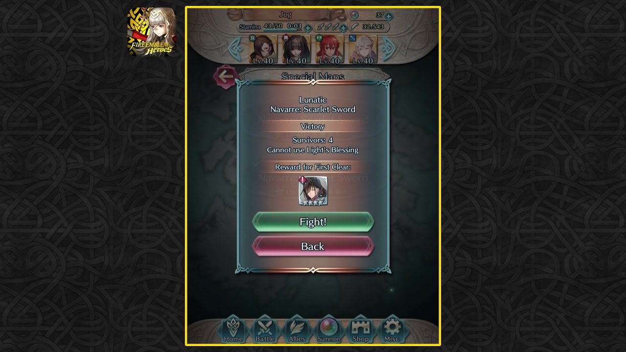 Fire Emblem Heroes - Navarre: Scarlet Sword (Lunatic) Playthrough [iOS]