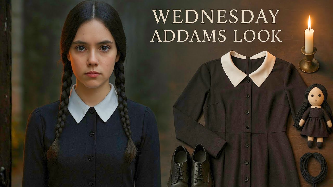 Wednesday Addams Halloween Costume  Easy DIY Outfit & Makeup Tutorial 2025