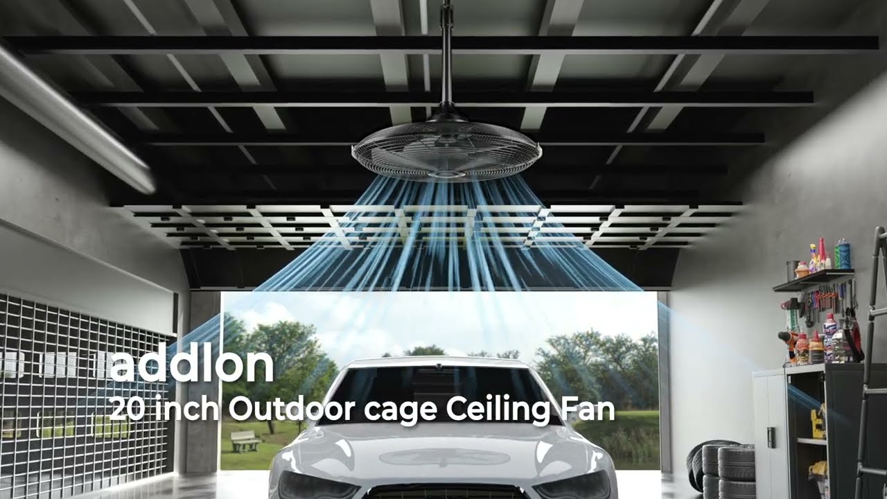 addlon Outdoor Ceiling Fan for Patios, 20 inch Black Waterproof Gazebo Fan Remote&APP Control