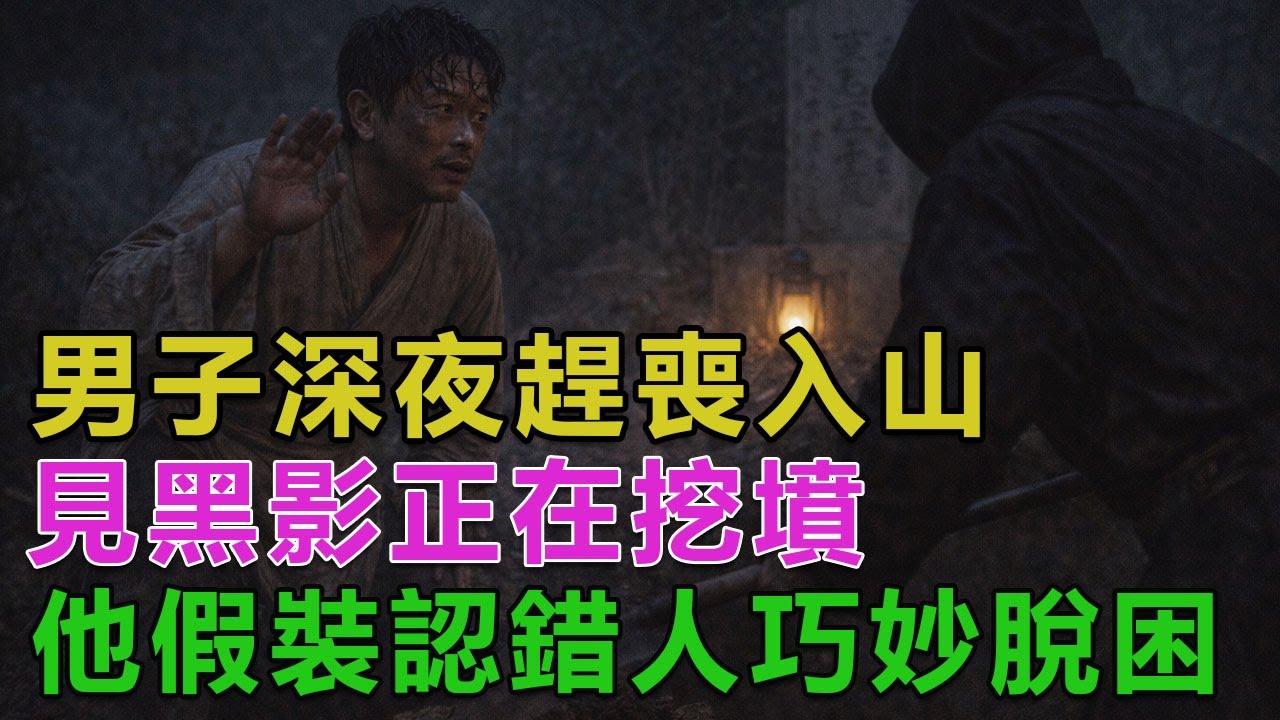 民間故事：男子深夜趕喪入山，見黑影正在挖墳，他假裝認錯人巧妙脫困