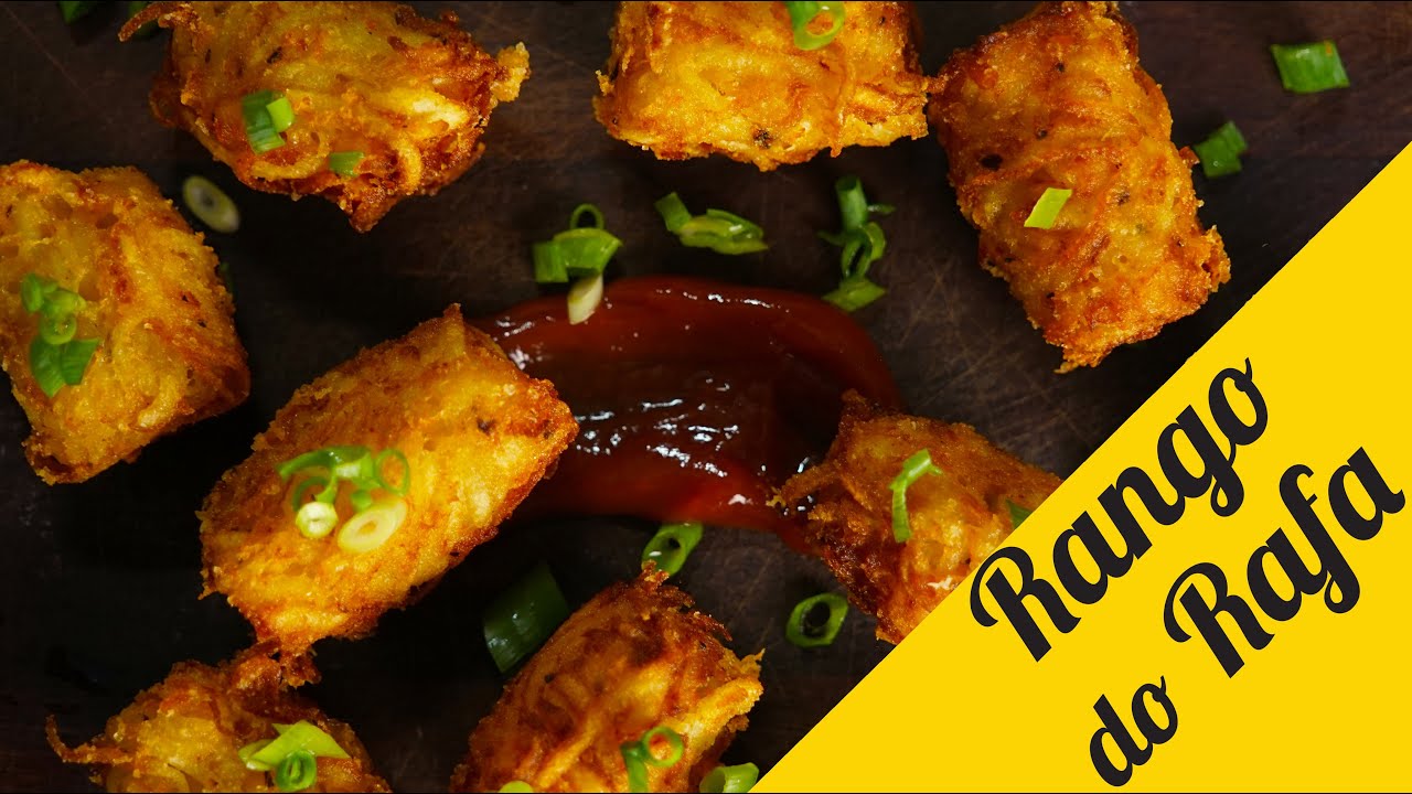 Tater Tots com queijo (bolinhos de batata) - Rango do Rafa