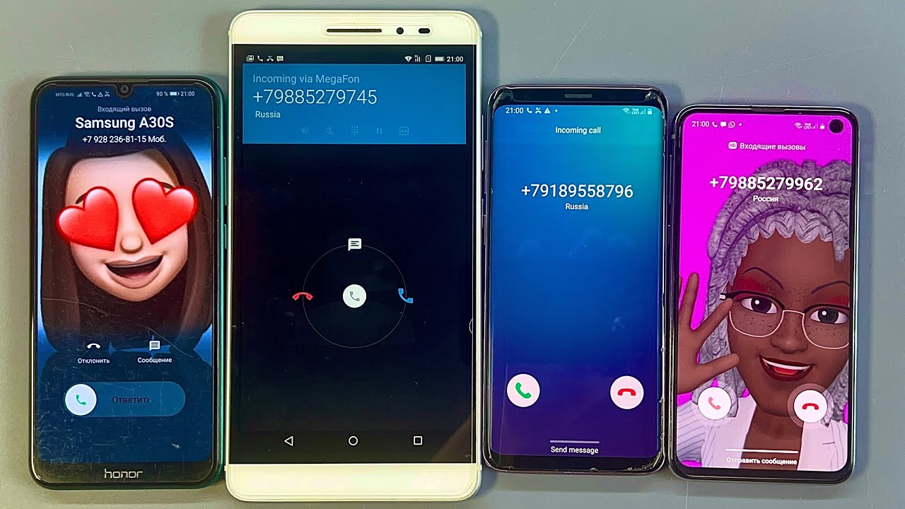 Incoming call & Honor 8A& Lenovo P81& Samsung Galaxy S9& Samsung Galaxy S10e