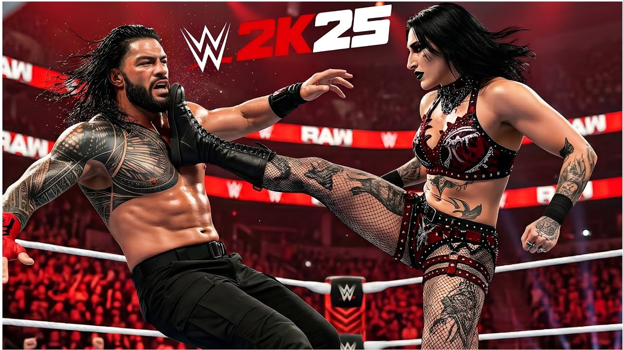 Rhea Ripley vs Roman Reigns Full Match WWE 2k25 Gameplay
