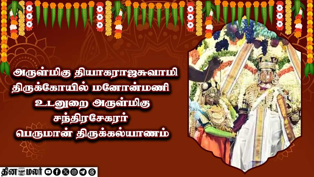 அருள்மிகு தியாகராஜசுவாமி திருக்கோயில் மனோன்மணி உடனுறை அருள்மிகு சந்திரசேகரர் பெருமான் திருக்கல்யாணம்