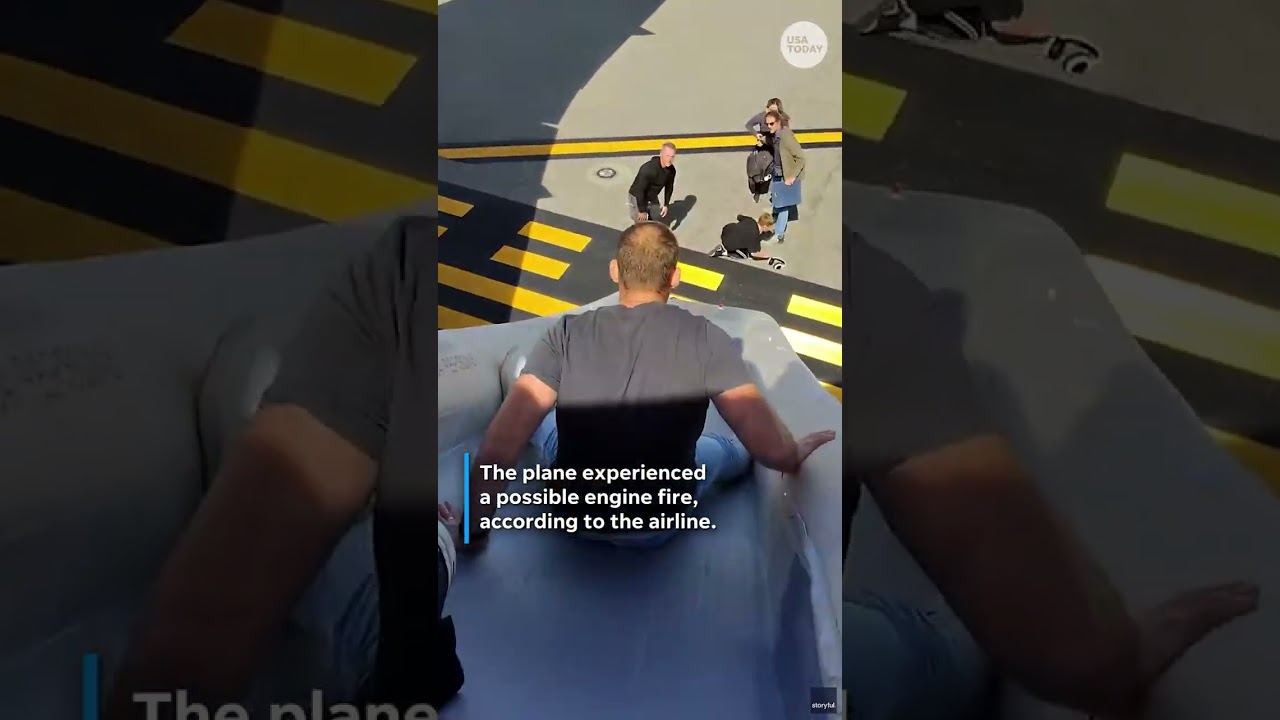 Video shows a passenger POV during a United flight evacuation