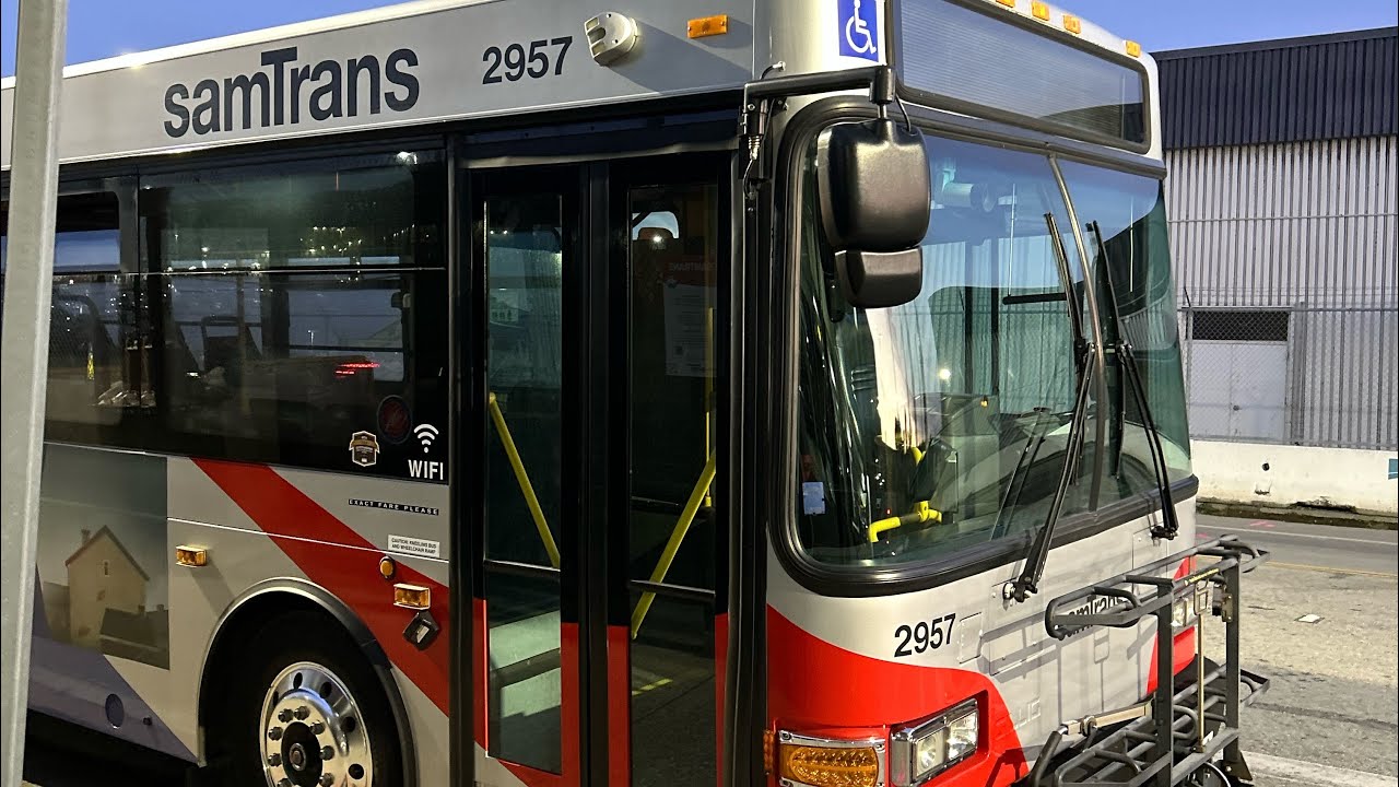 SamTrans #2957 on Route 142 From (SFO Airtrain) To (San Bruno Bart)