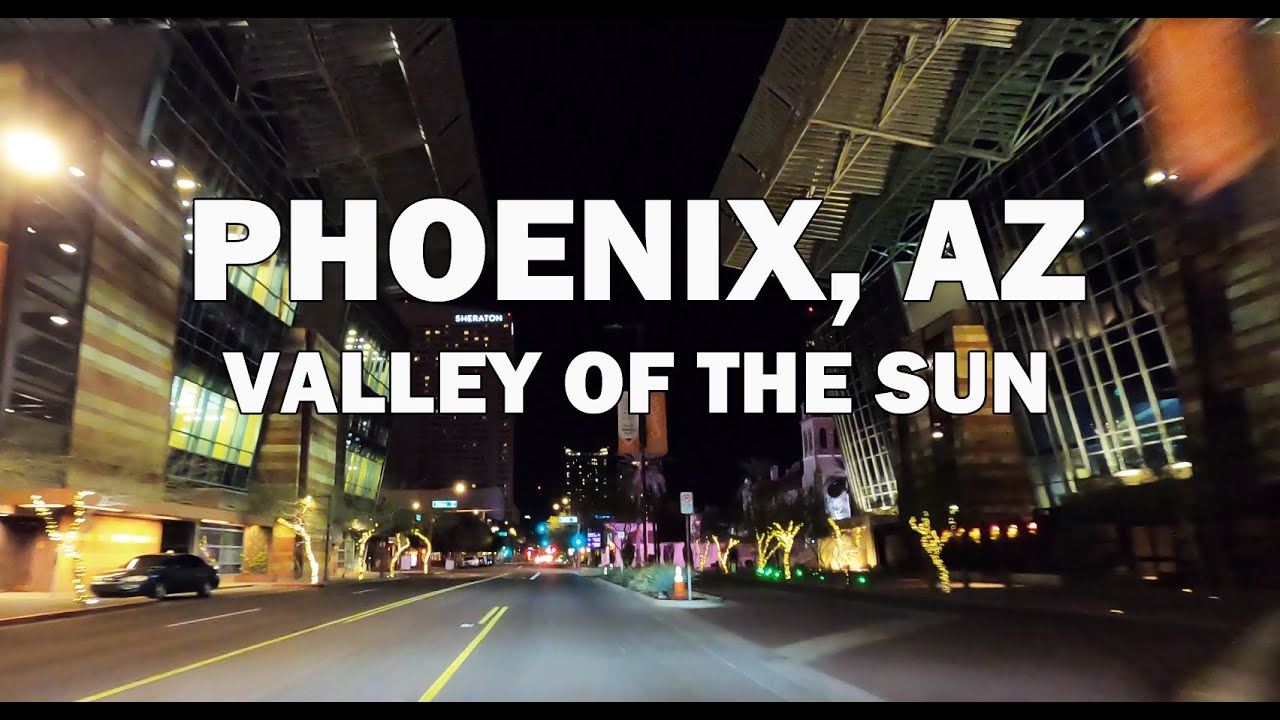 Phoenix, AZ - Driving Downtown Night 4K