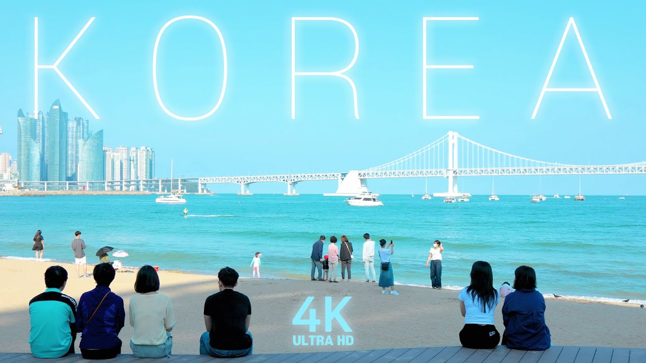 4K KOREA WALK - Lively Gwangalli Beach in Busan / Wave Sound ASMR / Beach ASMR