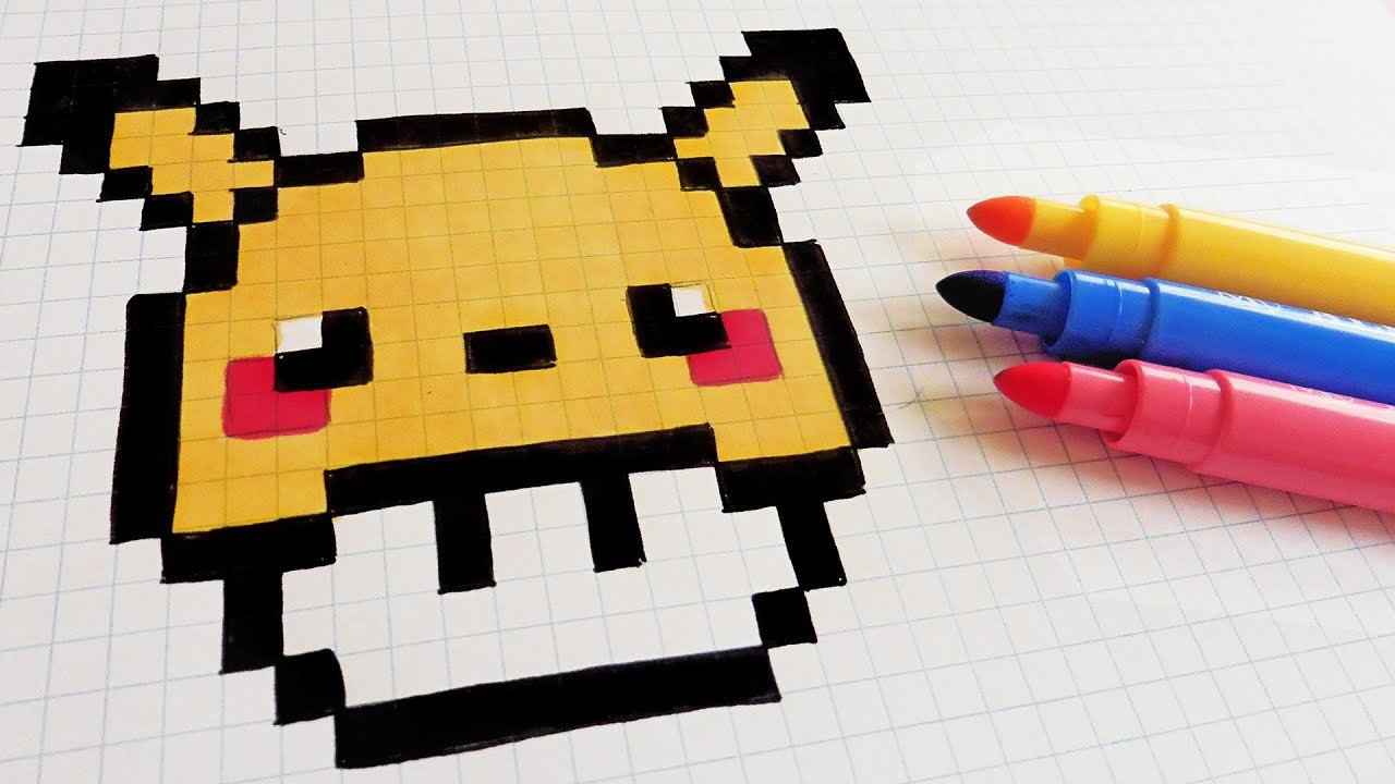 Handmade Pixel Art - How To Draw Pikachu Mushroom #pixelart