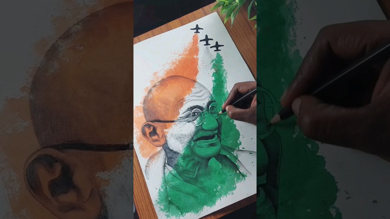 republic day 🇮🇳 | Mahatma gandhi drawing 😍 #india #shorts #trending #viral #3d