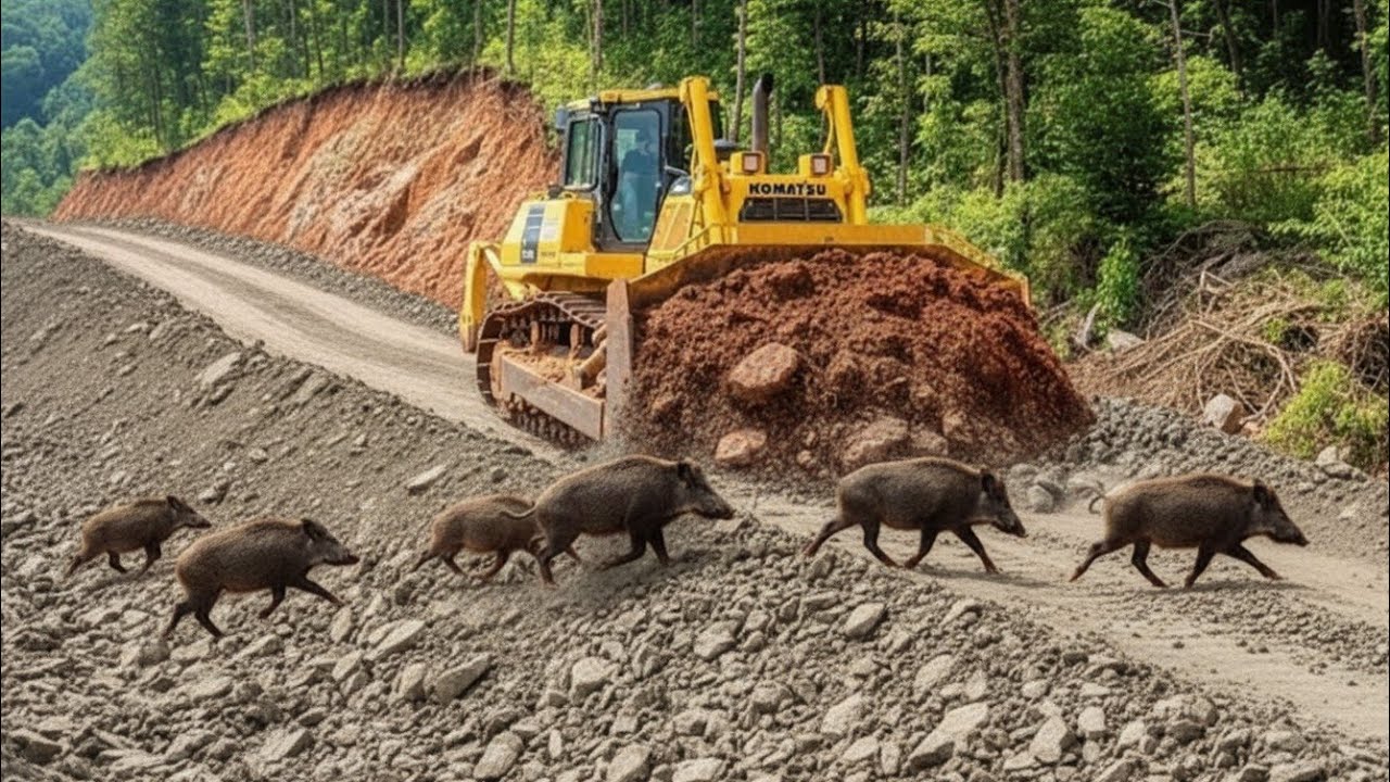 P.owerful DOZER Working on Muddy Part - Real Forest road Conditions Scene ..