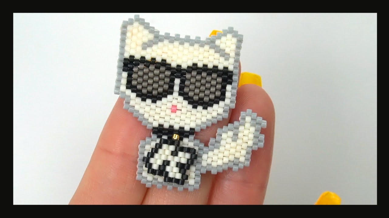 Peyote impar/brick stitch/gato/  Karl Lagerfeld /cat peyote stitch