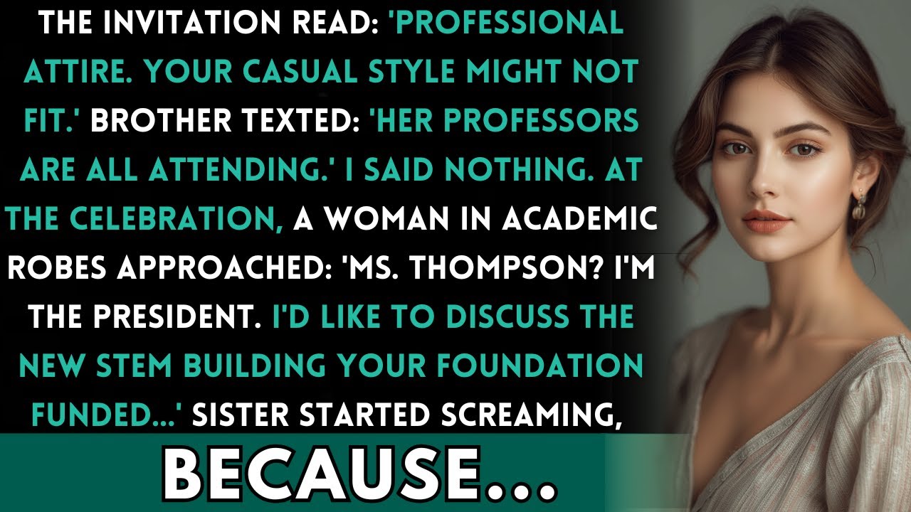 My Sister's Graduation Party Said 'Don't Embarrass Her' — Then The University President Found Me