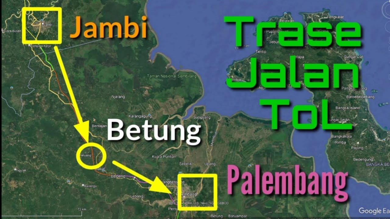 Trase Jalan ToL Jambi - Betung - Palembang