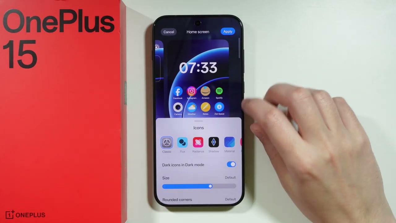 OnePlus 15: как изменить тему значка