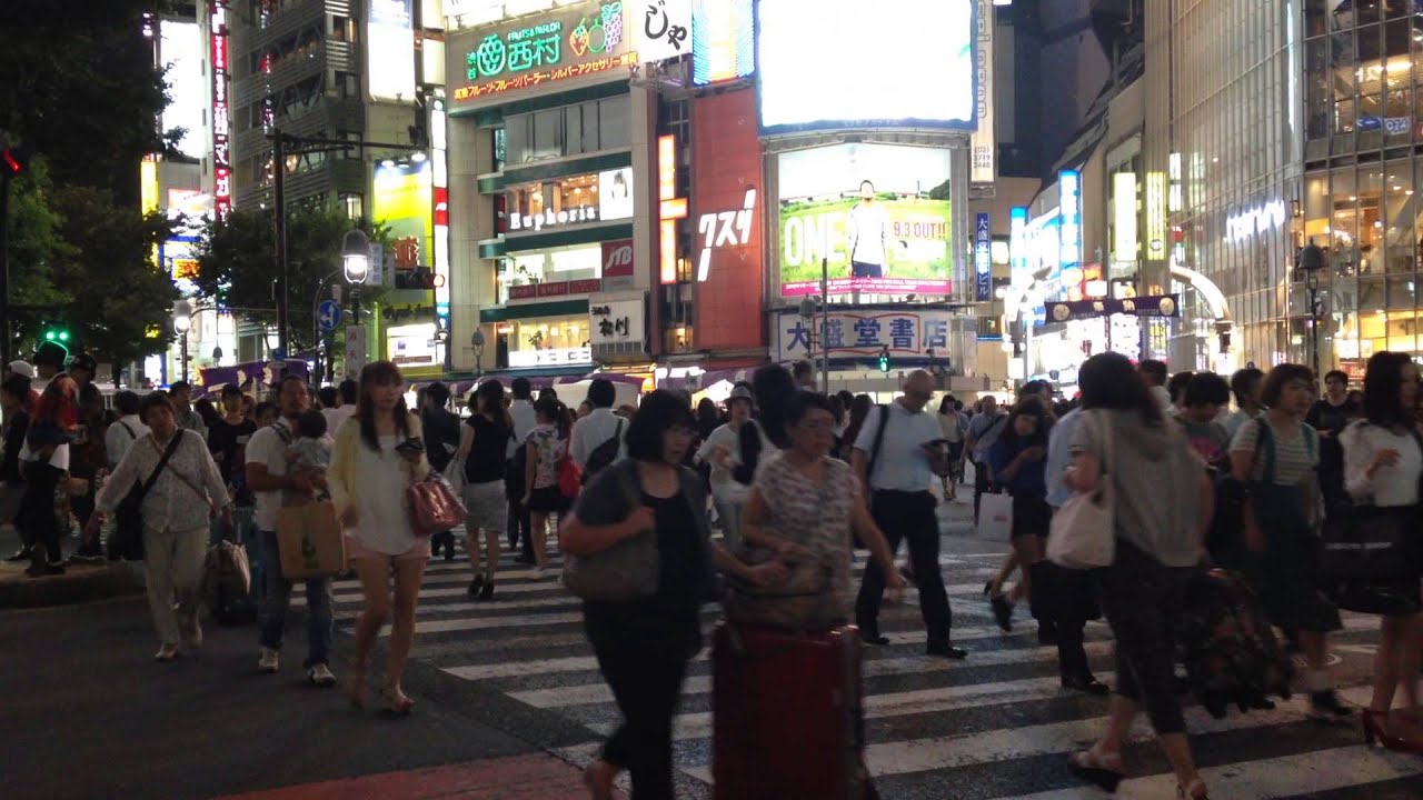 One of the world's most heavily used pedestrian scrambles , at Hachikō Square in Shibuya, Tokyo