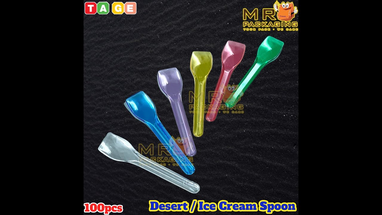 Dessert Ice Cream Spoon Clear Green Red Blue Yellow Disposable Plastic Cutlery Sudu Plastik Jelly