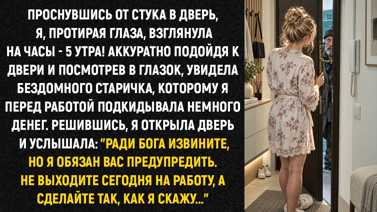 Проснувшись от стука в дверь, я протирая глаза, взглянула на часы - 5 утра! Аккуратно подойдя...