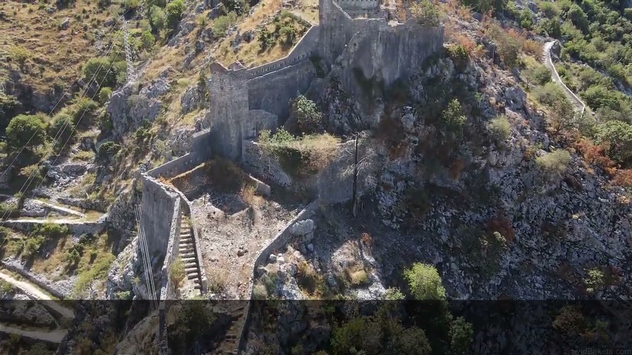 Fortifications of Kotor, Montenegro. 4K Drone Video Footage with Transcript (DJI Mavic Air 2)