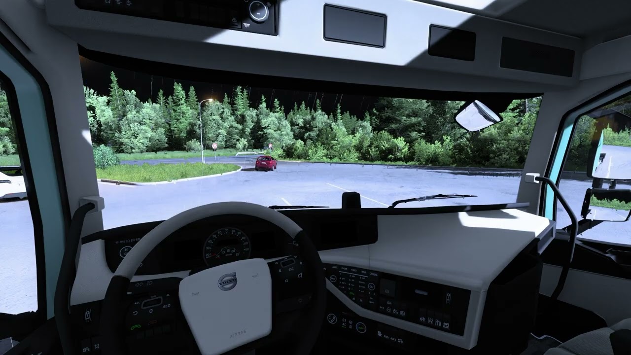 4 hours of storm sound inside a truck at night |  For sleep or study - Euro Truck Simulator 2