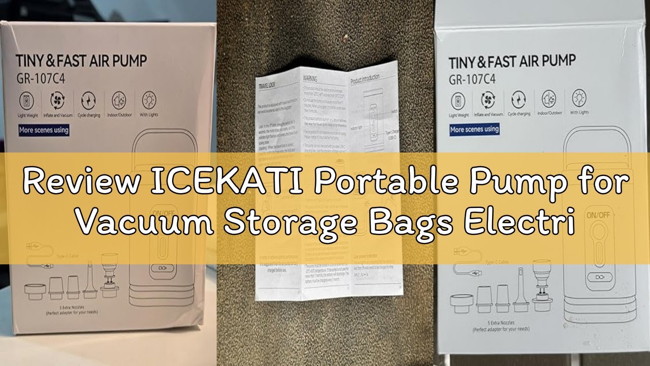 Review ICEKATI Portable Pump for Vacuum Storage Bags Electric Travel Vacuum Pump for Various Vacuum