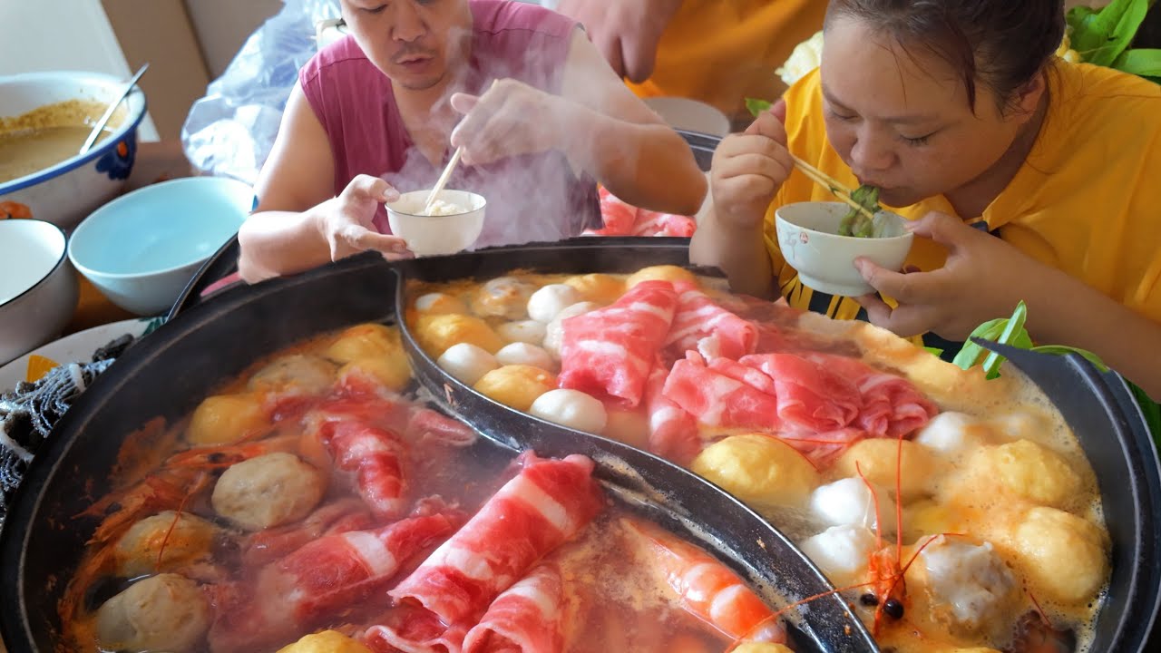 【小爽家常菜】今天回婆婆家人多吃火锅热闹还好吃