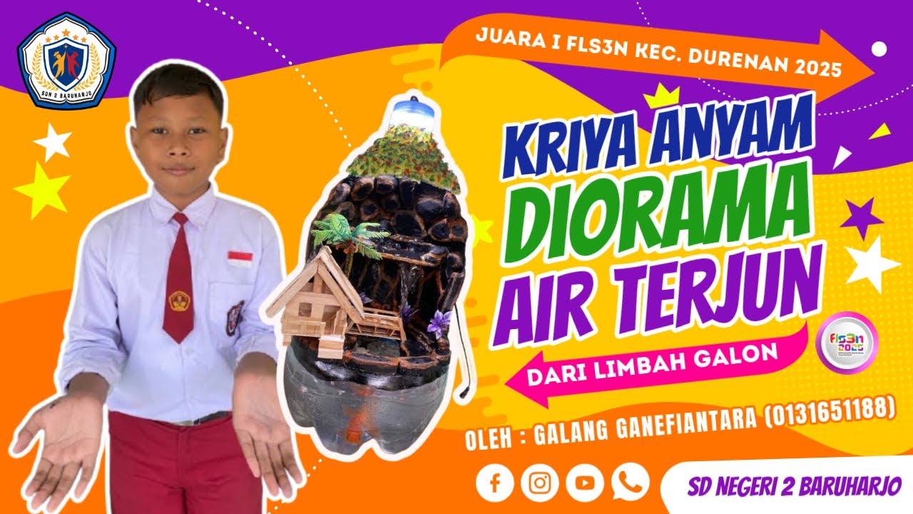 Juara II Kriya Anyam “Diorama Air Terjun” FLS3N 2025 Kabupaten Trenggalek Oleh: Galang Ganefiantara