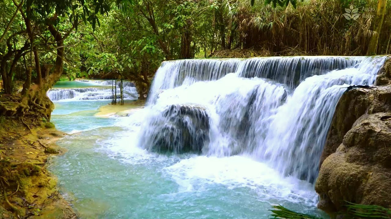 Soothing sounds of beautiful jungle waterfall (10 hours) White noise for sleeping.