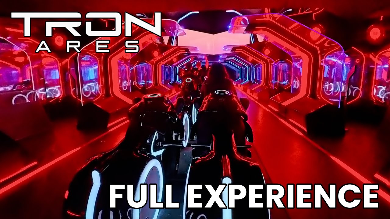 Tron Lightcycle Run with New Red Lighting! Tron Ares Overlay Now at Magic Kingdom | On-Ride POV