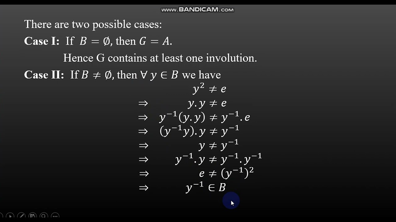 Involution in a Group| A Group of even order contains at least one involution.