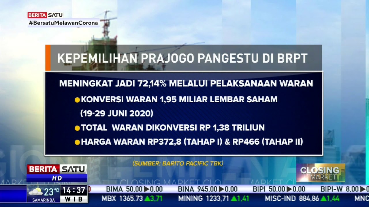 Barito Pacific Tingkatkan Waran Senilai Rp 1,37 Triliun