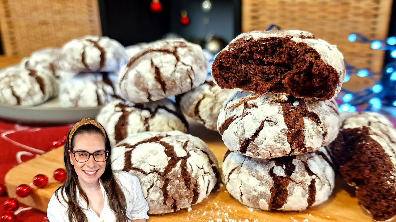 Bolacha/Biscoito de Natal de chocolate, Crinkle cookies